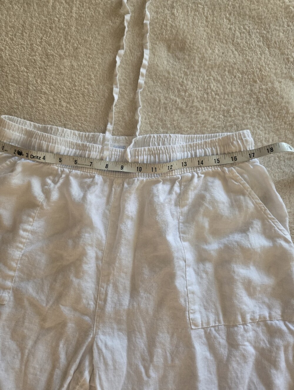 Sigrid Olsen White Drawstring Wide-Leg Linen Pants XL - Picture 5 of 7